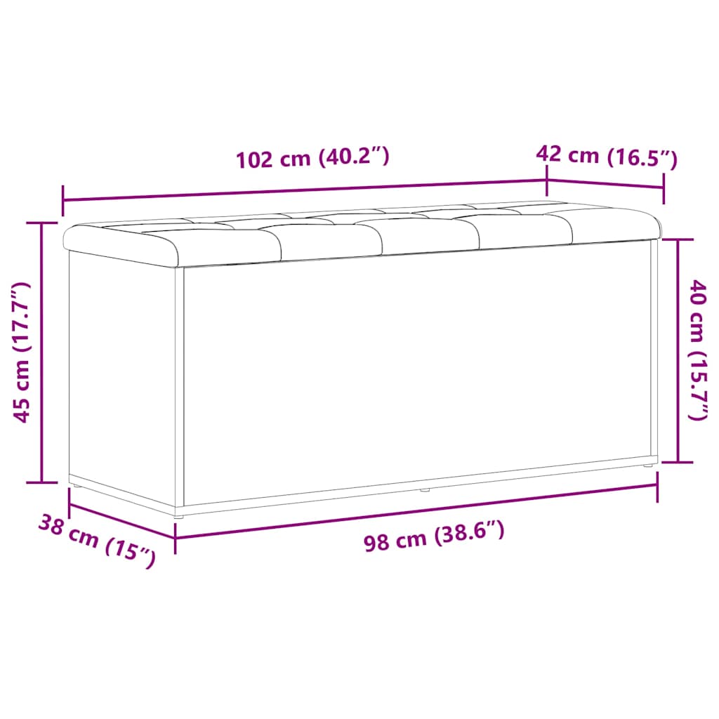 Storage Bench Black oak 102 x 42 x 45 cm Engineered Wood