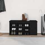 Storage Bench Black Oak 102 x 32 x 50 cm Engineered Wood