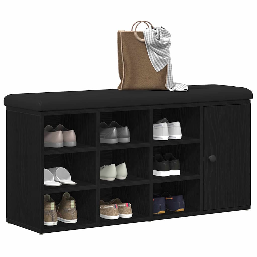 Shoe Bench with Drawer Black 100 x 30 x 48 cm Engineered wood