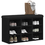 Shoe Bench with Storage Black 80 x 30 x 48 cm Engineered wood - Side View