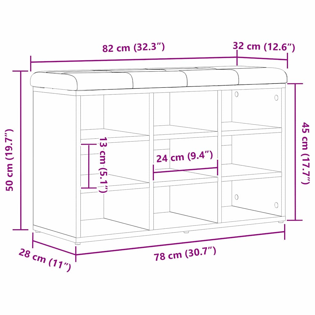 Shoe Bench with Storage Black 80 x 30 x 48 cm Engineered wood