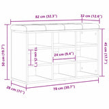 Shoe Bench with Storage Black 80 x 30 x 48 cm Engineered wood - Extra Image
