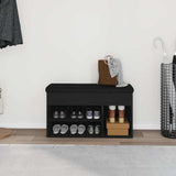 Shoe Bench with Shelf Black 80 x 30 x 45 cm Engineered wood