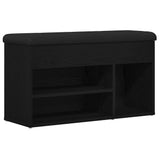 Shoe Bench with Storage Black 80 x 30 x 45 cm Engineered wood - Front View