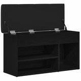 Shoe Bench with Storage Black 80 x 30 x 45 cm Engineered wood - 45-Degree Angle