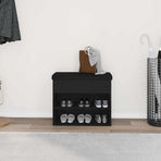 Storage Bench Black Oak 62 x 32 x 50 cm Engineered Wood