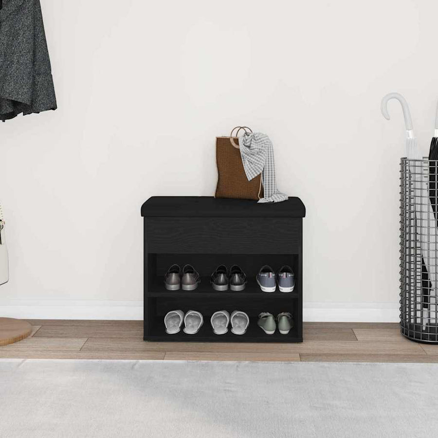Storage Bench Black Oak 62 x 32 x 50 cm Engineered Wood
