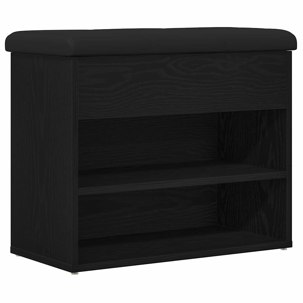 Shoe Bench with Storage Black 60 x 30 x 48 cm Engineered wood