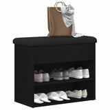 Storage Bench Black Oak 62 x 32 x 50 cm Engineered Wood
