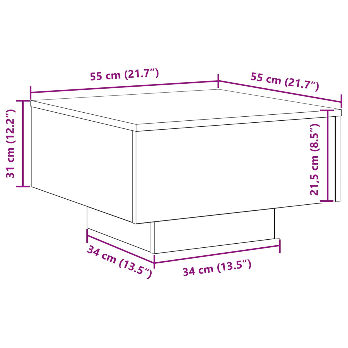 Coffee Table Black Oak 55 x 55 x 31 cm Engineered Wood