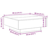 Coffee Table Black oak 80 x 80 x 31 cm Engineered wood - Close-Up Angle