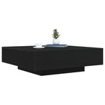 Coffee Table with LED Strip Lights Black Oak 100 x 100 x 31 cm