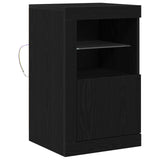 LED Sideboard Black Oak 41 x 37 x 67 cm Engineered Wood - Front View