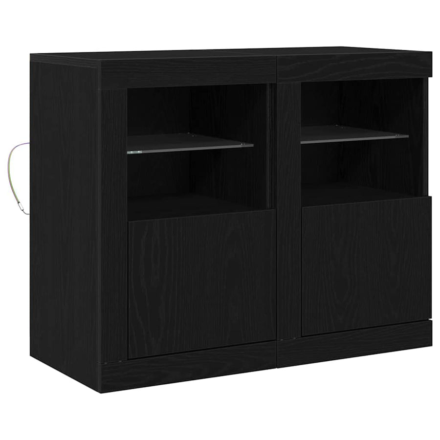 LED Sideboard 2 pcs 41 x 37 x 67 cm Engineered Wood Black Oak