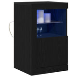 Side Cabinet 2 pcs Black oak 41 x 37 x 67 cm Engineered Wood - Side View