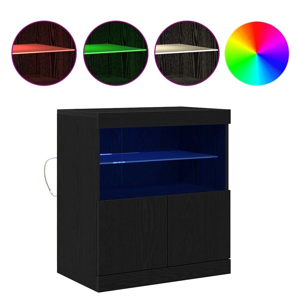 LED Sideboard Black 60,5 x 37 x 67 cm Engineered Wood