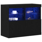 LED Sideboard Black 81 x 37 x 66.5 cm Engineered Wood