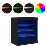 LED Sideboard Black Oak 60,5 x 37 x 67 cm Engineered Wood