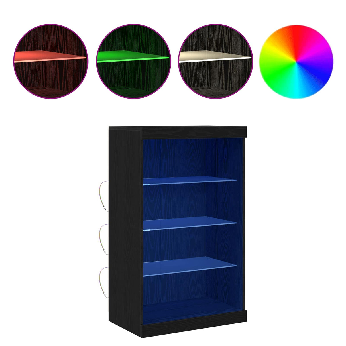 LED Sideboard Black Oak 60,5 x 37 x 100 cm Engineered Wood