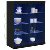 LED Sideboard Black Oak 81 x 37 x 100 cm Engineered Wood