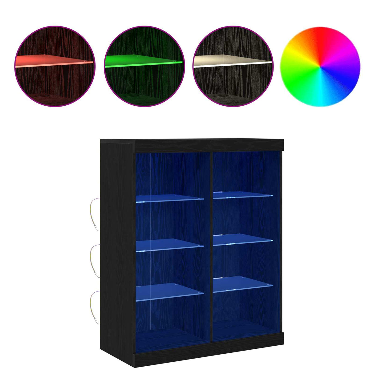 LED Sideboard Black Oak 41 x 37 x 100 cm Engineered Wood