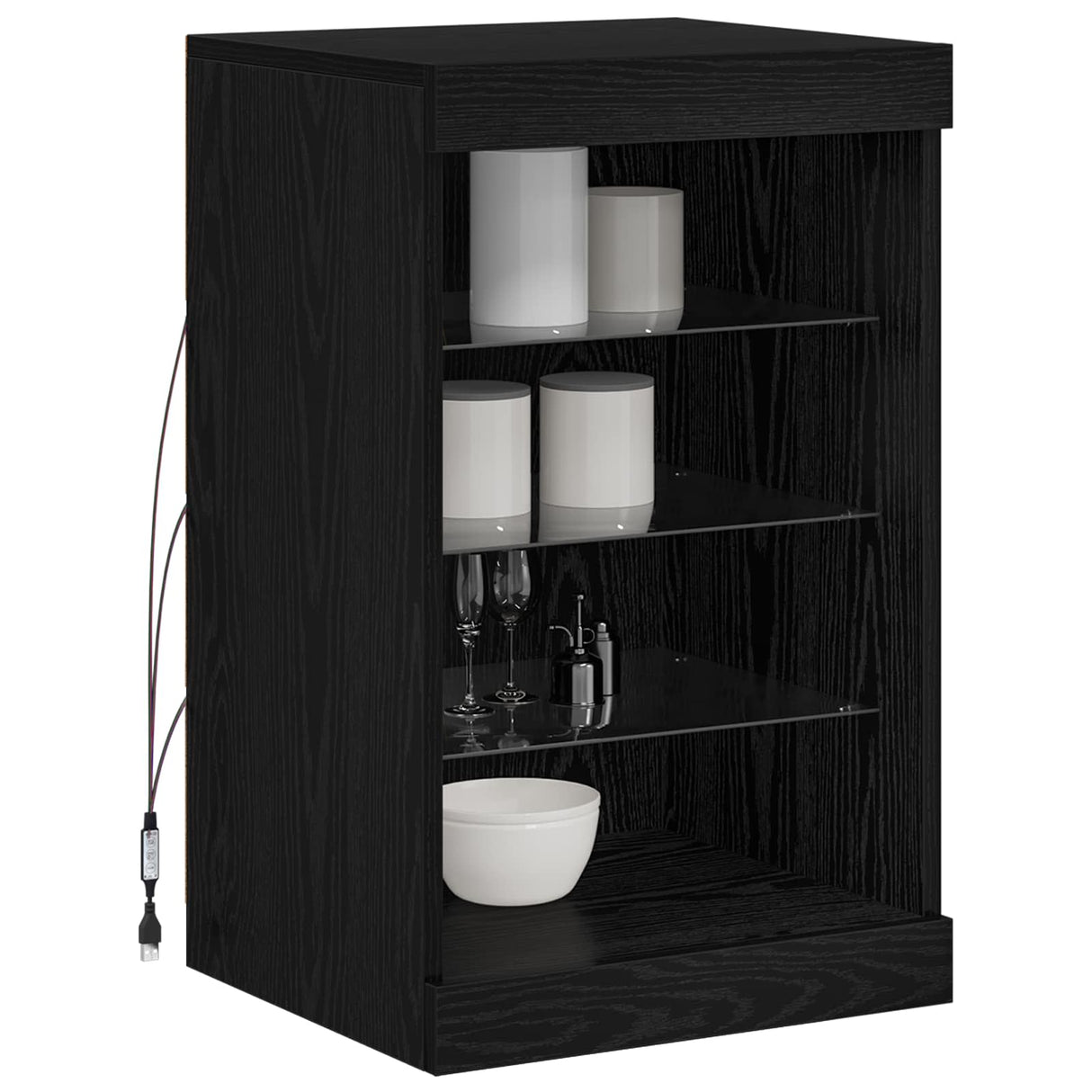 LED Sideboard Black Oak 41 x 37 x 67 cm Engineered Wood