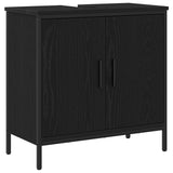 Bathroom Sink Cabinet Black Oak 60 x 30 x 60 cm Engineered Wood - Front View