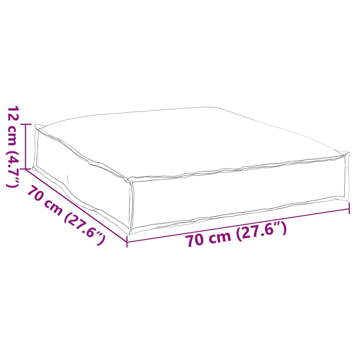Cushion Anthracite 70 x 70 x 12 cm Oxford Fabric