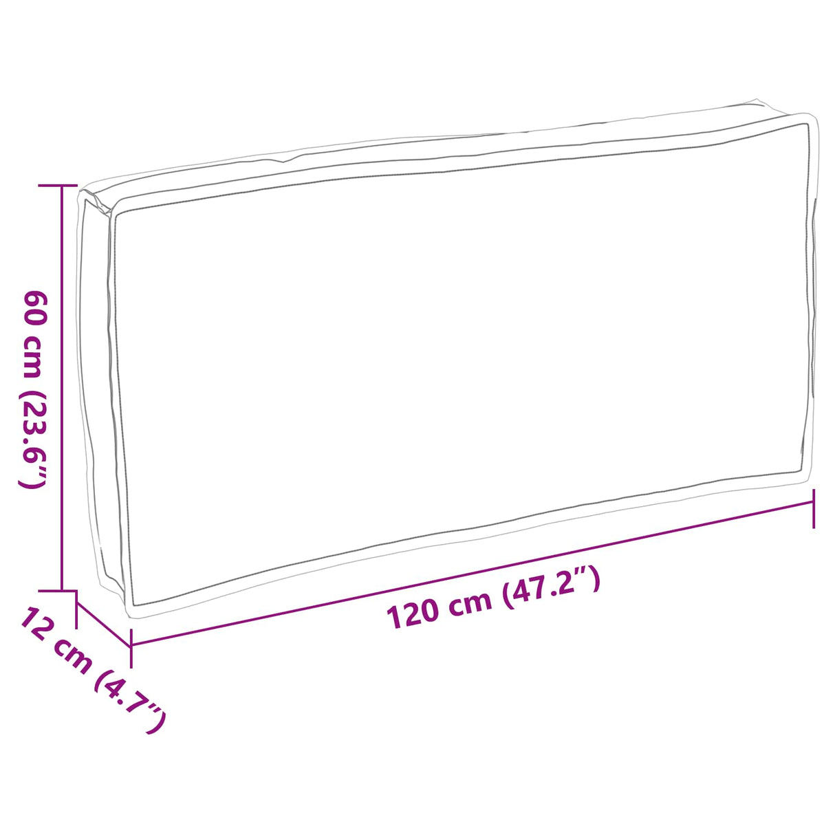 Cushion Anthracite 120 x 60 x 12 cm Oxford Fabric