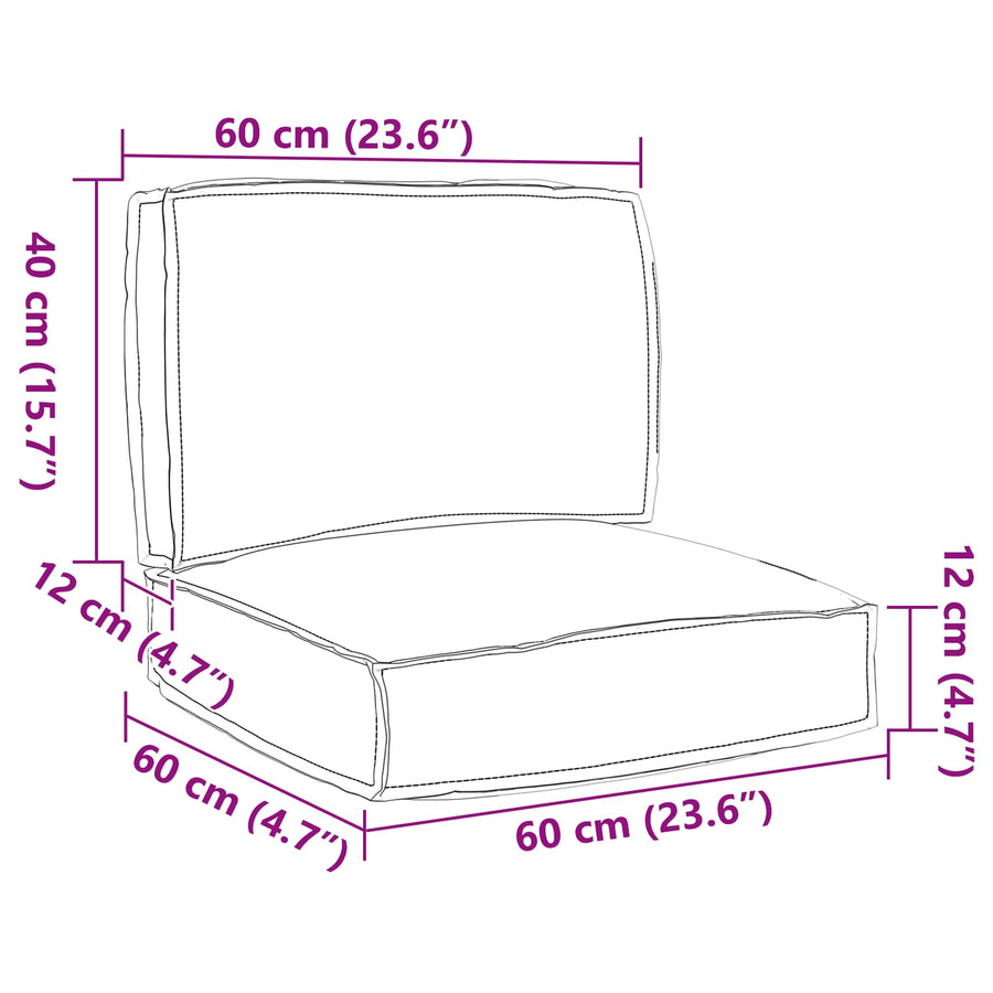 Pallet Cushion Set Oxford Fabric Anthracite 60 x 60 x 52 cm