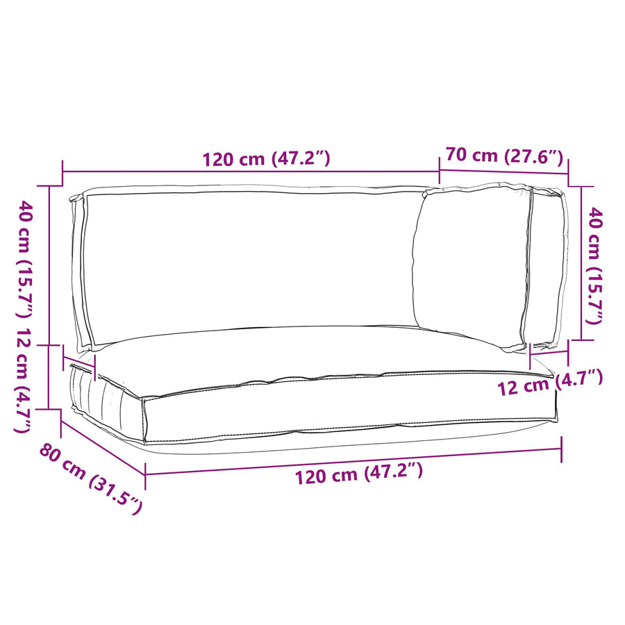 Pallet Cushion Set Oxford Fabric Anthracite 120 x 80 x 52 cm