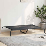 Elevated Dog Bed Black 130x80x20 cm Textilene and Steel - Side View