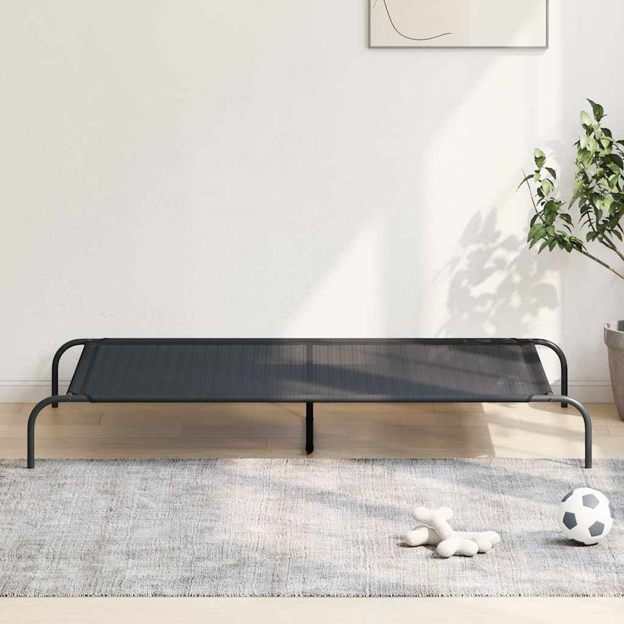Elevated Dog Bed Black 150x90x20 cm Textilene and Steel