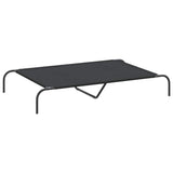Elevated Dog Bed Black 130x80x20 cm Oxford Fabric and Steel - Front View