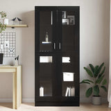 Book Cabinet Black oak 82.5 x 30.5 x 185 cm Engineered Wood - Top-Down View