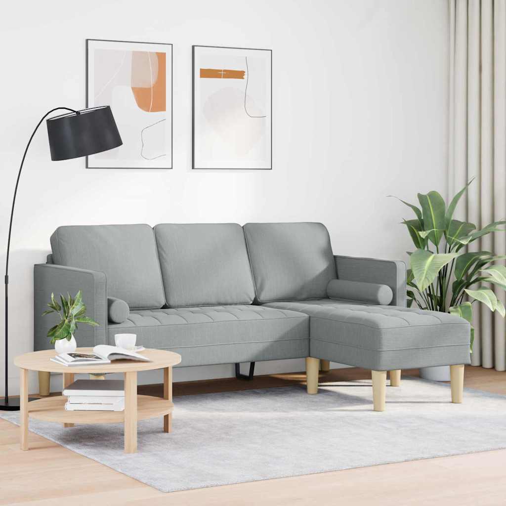 Sofa Set with Cushion Light Grey Polyester