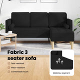 Sofa Set with Cushion Black Polyester - Low Angle