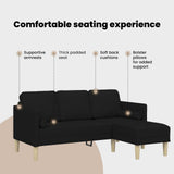 Sofa Set with Cushion Black Polyester - Extra Image