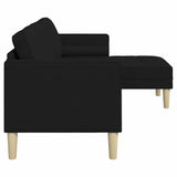 Sofa Set with Cushion Black Polyester - 45-Degree Angle