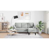 Sofa Set with Cushion Light Grey Polyester - Close-Up Angle