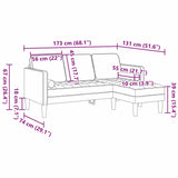 Sofa Set with Cushion Light Grey Polyester - Low Angle