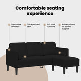 Sofa Set with Cushion Black Polyester - Close-Up Angle