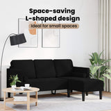Sofa Set with Cushion Black Polyester