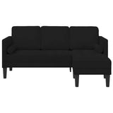 Sofa Set with Cushion Black Polyester - Top-Down View