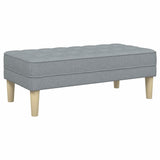 Bench Light grey 113 x 57 x 39 cm Fabric - Rear View