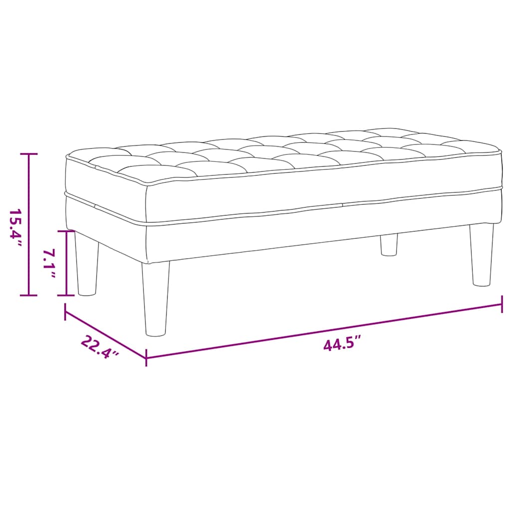 Bench Light grey 113 x 57 x 39 cm Velvet