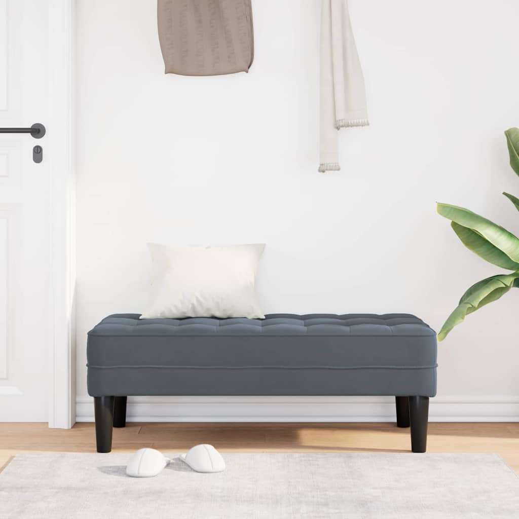 Bench with Cushion Dark Grey 113 x 57 x 39 cm Velvet