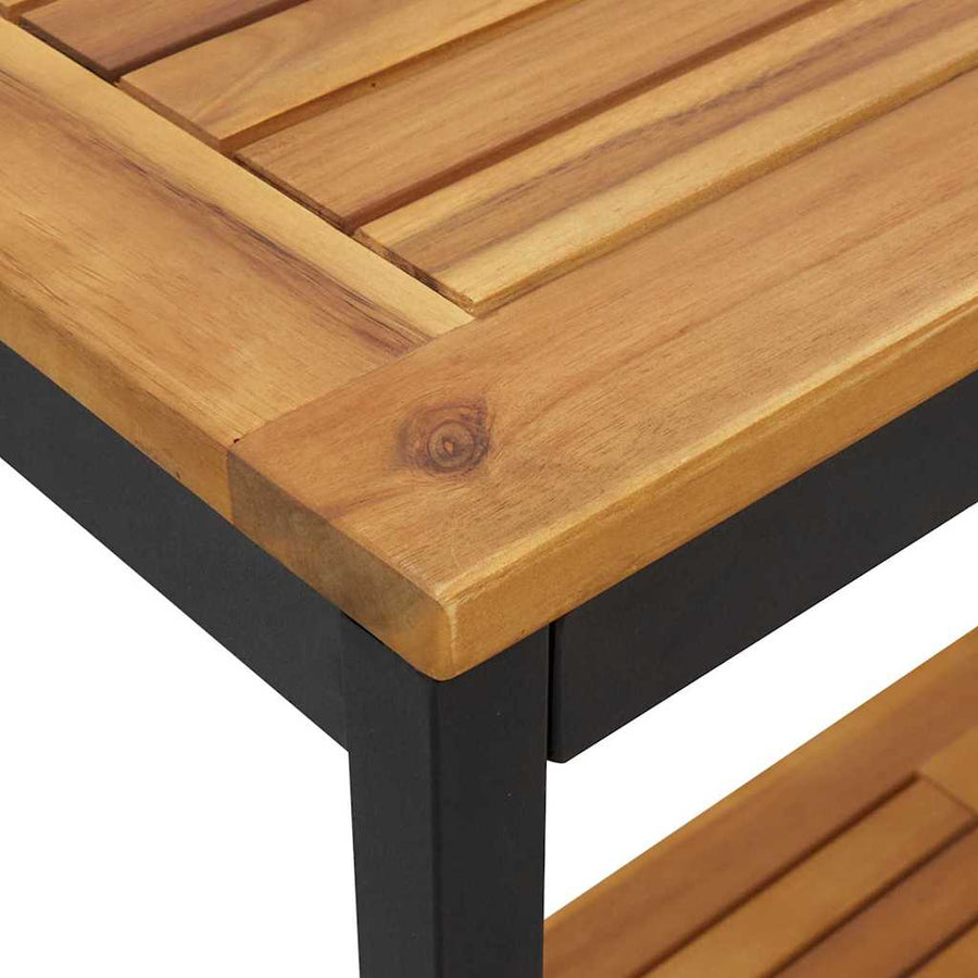 Outdoor Table with Storage Natural and Black 80 x 35 x 75 cm