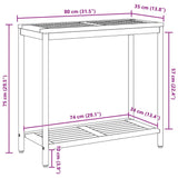 Outdoor Table with Storage Natural and black 80 x 35 x 75 cm - Extra Image