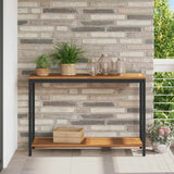 Outdoor Table with Storage Natural and Black 110 x 35 x 75 cm